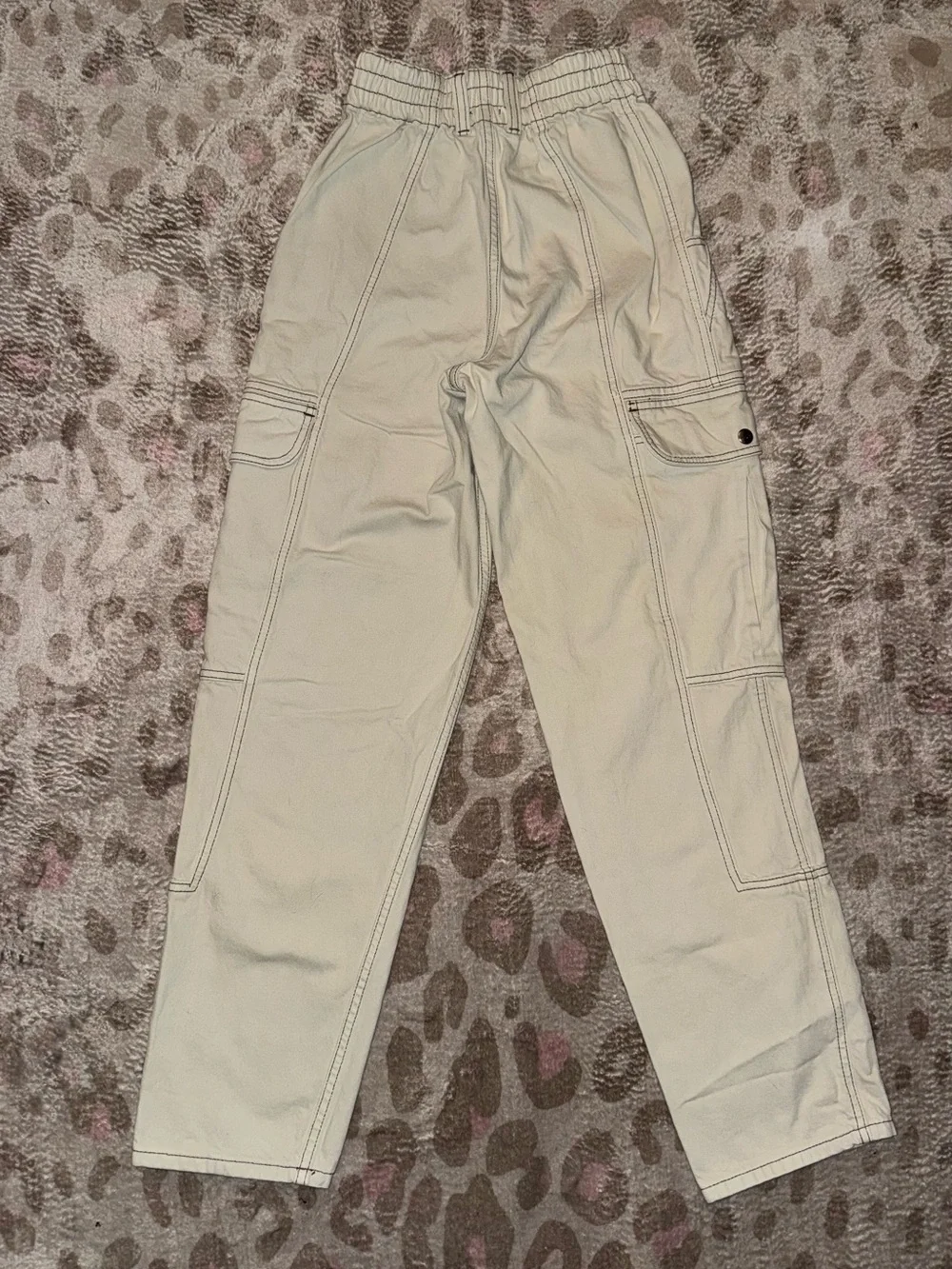 BDG Cream Utility Cargo Pants with High Elastic Waist